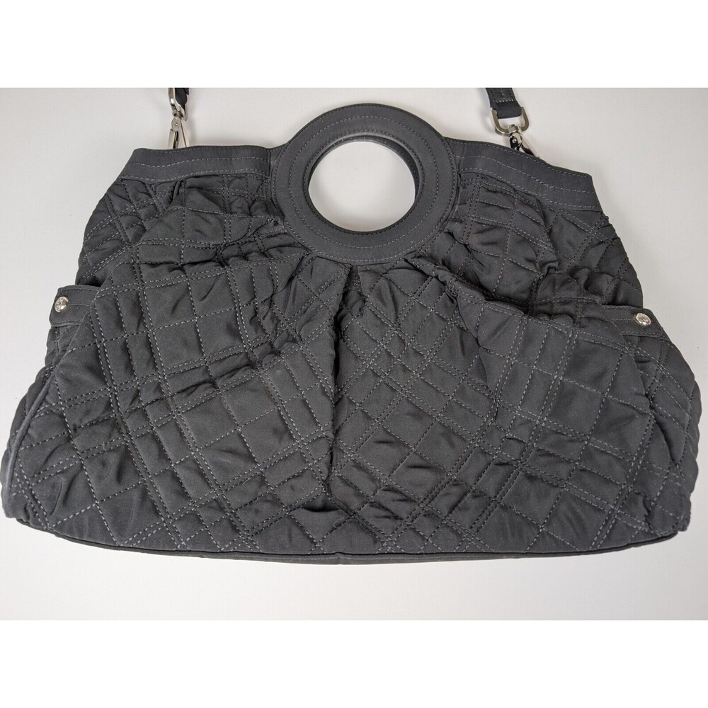 Vera Bradley Black Quilted Shoulder Tote Hand Bag Single Strap Circle Handle - Picture 2 of 16